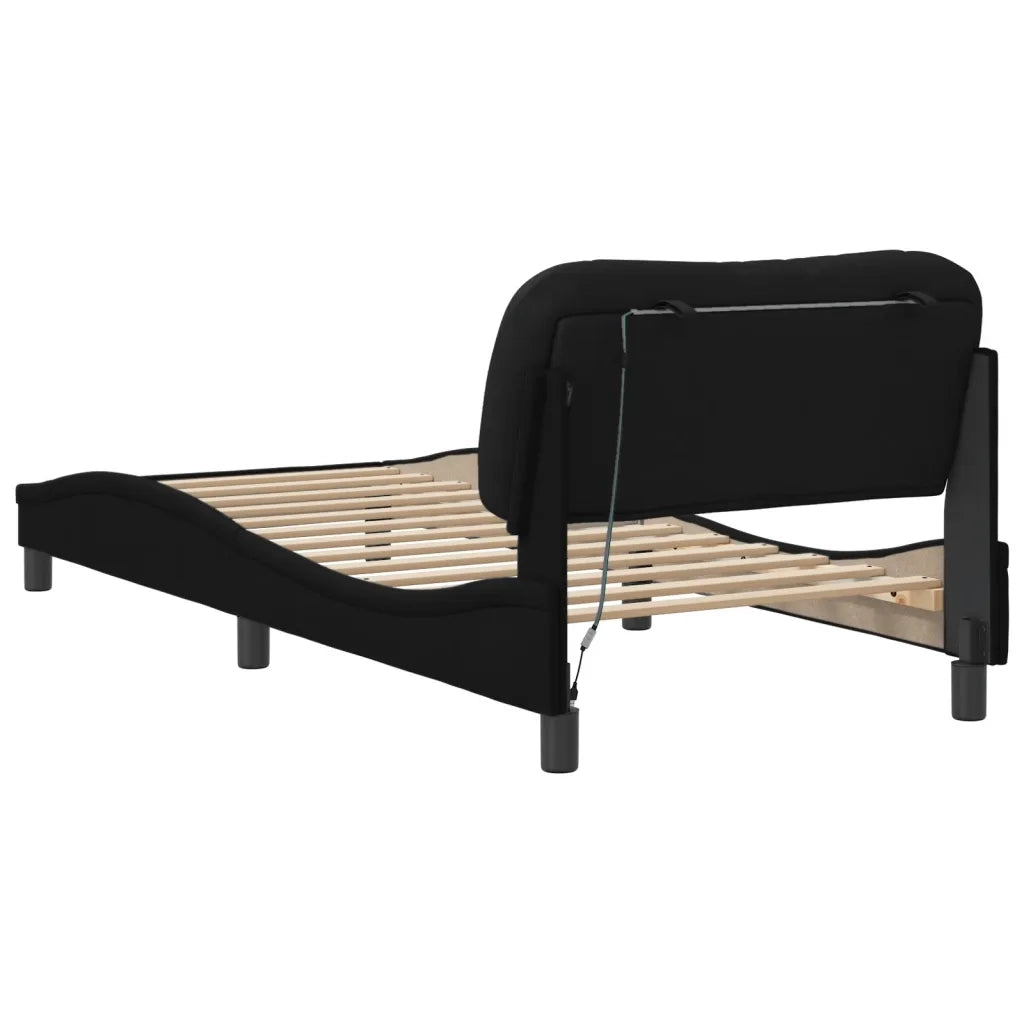 Giroletto con LED senza Materasso Hvar Nero 90x190 cm in Tessuto 3213671
