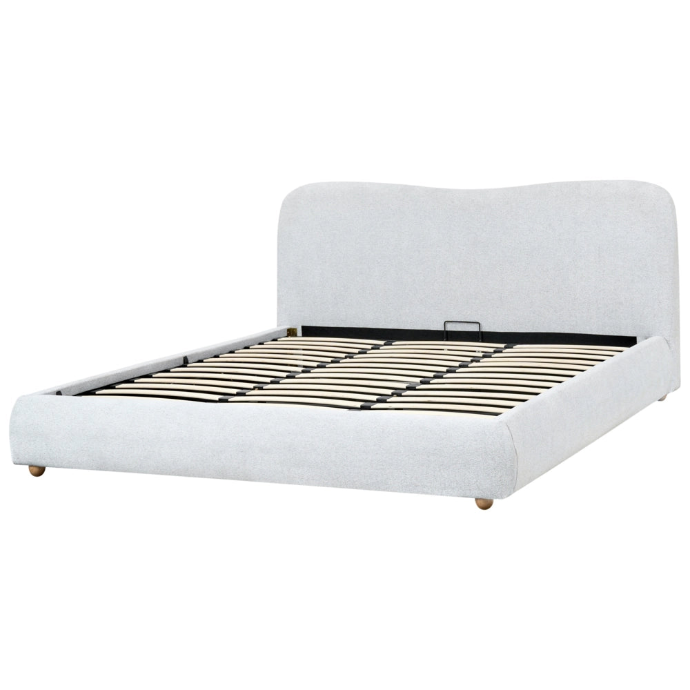 Letto contenitore Tessuto grigio chiaro poliestere 180 x 200 cm Design moderno e minimalista Ottomana