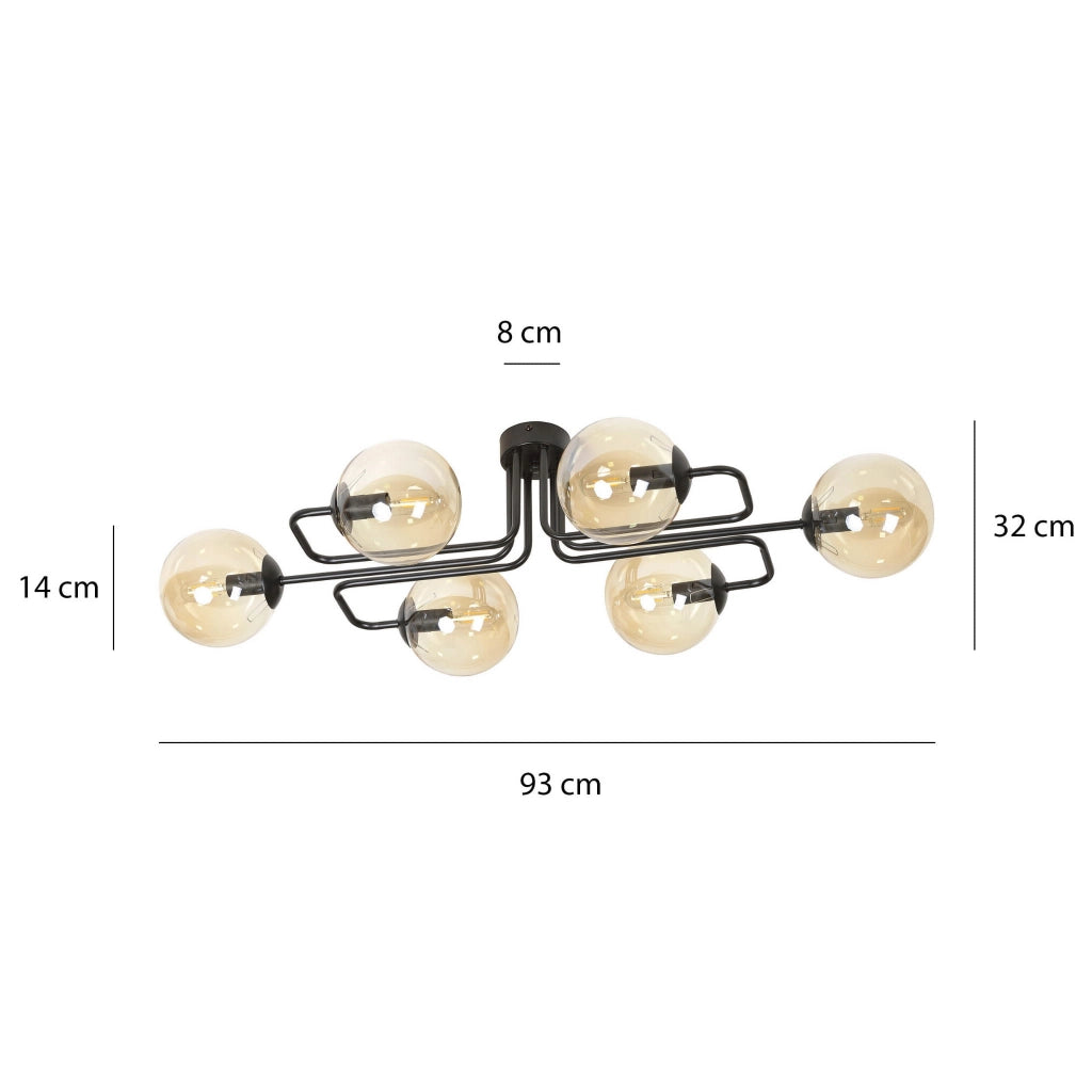 Lampadario Emibig Brendi metallo 6xE14 nero/miele dimmerabile