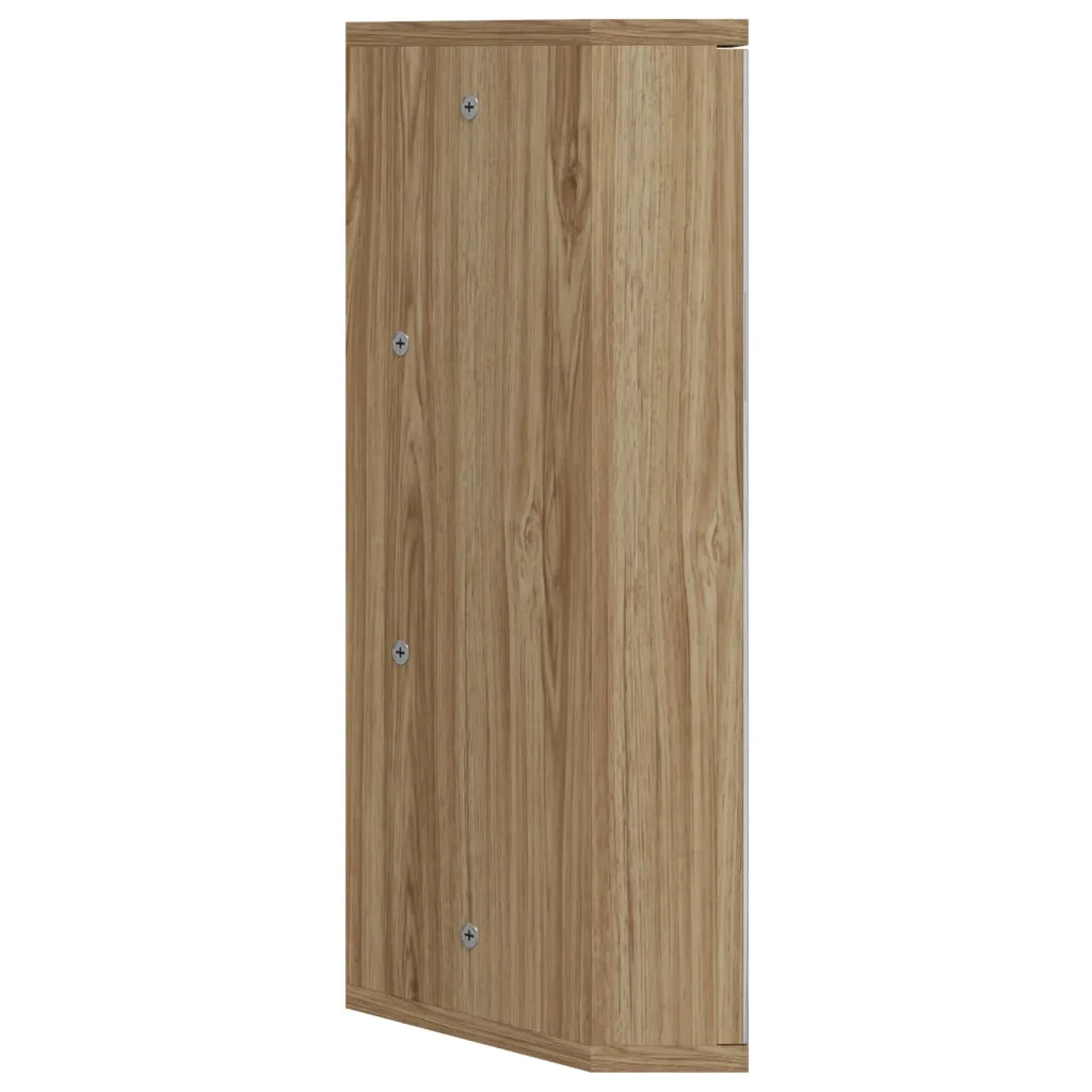 Armadietto Angolare con Specchio da Bagno-Mobile bagno con specchio Rovere 30x24x60 cm