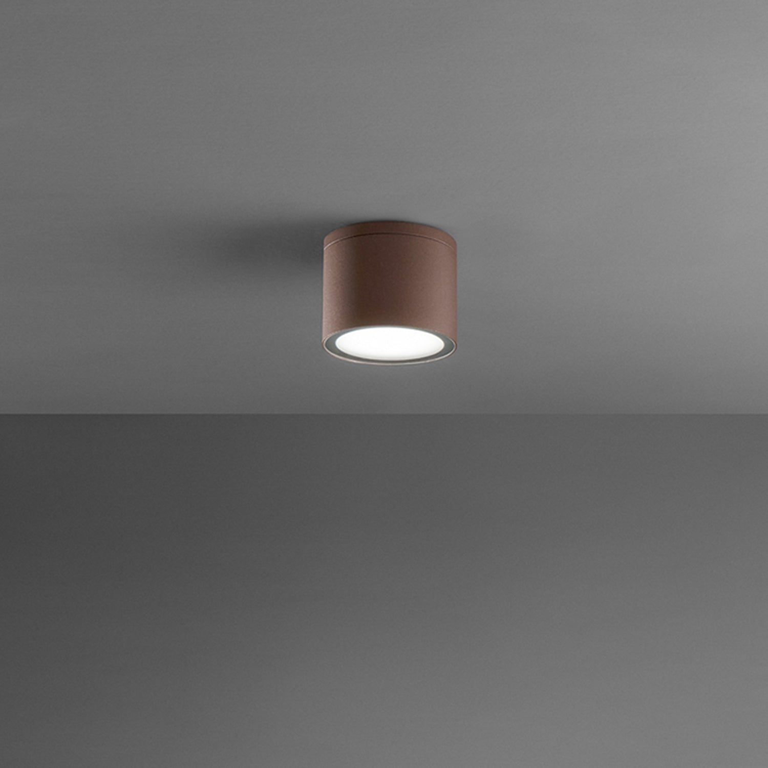 Plafoniera Esterno Minimal Up Alluminio Corten 1 Luce Gx53 Ip65 D9