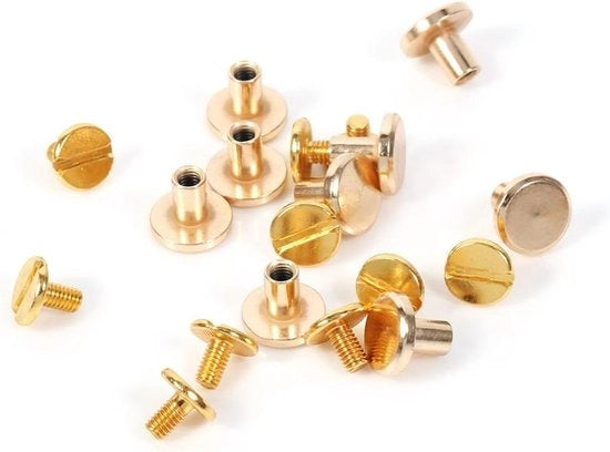 Viti a schermo in ottone con viti a molla in pelle per 5 mm, 6,5 mm e 8 mm.