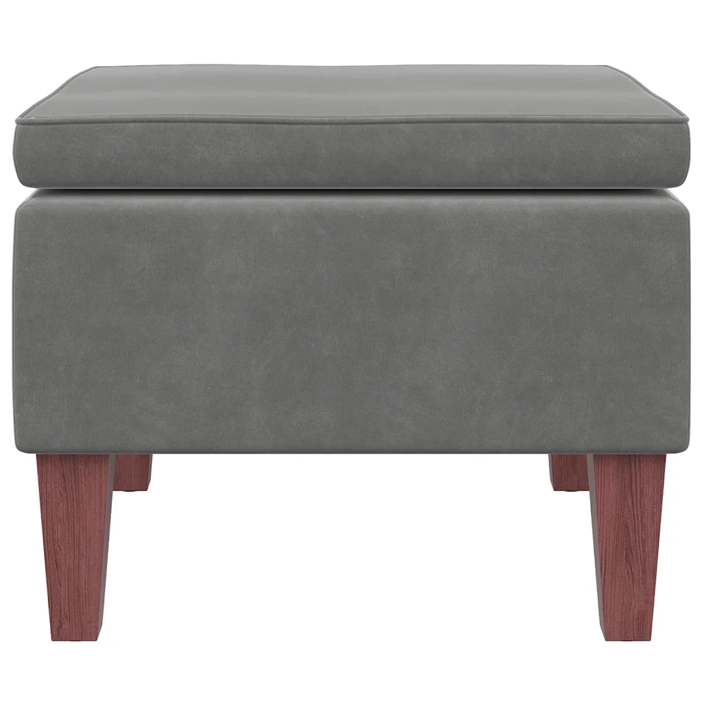 Poggiapiedi con Gambe in Legno Grigio Scuro in Velluto 329458