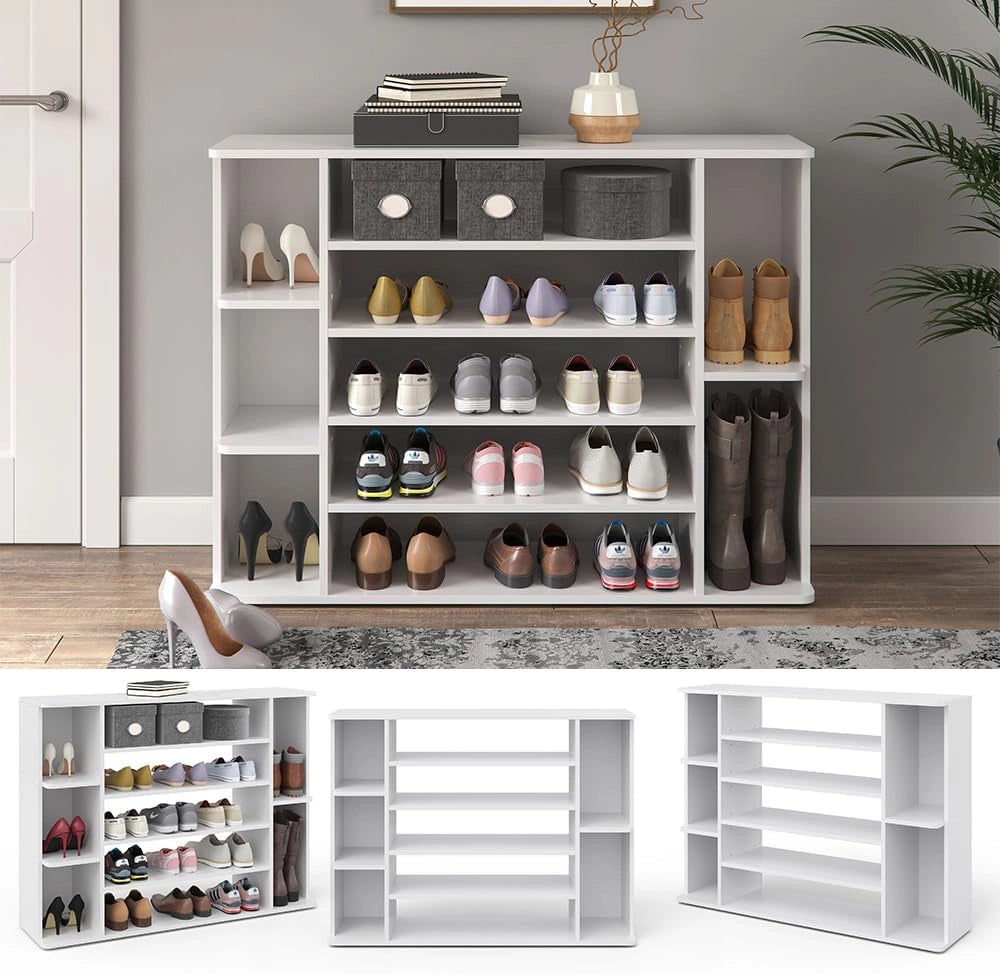 Scarpiera Levin, Bianco, 116.2 x 87.4 cm, per la conservazione delle scarpe con ripiani facilmente accessibili