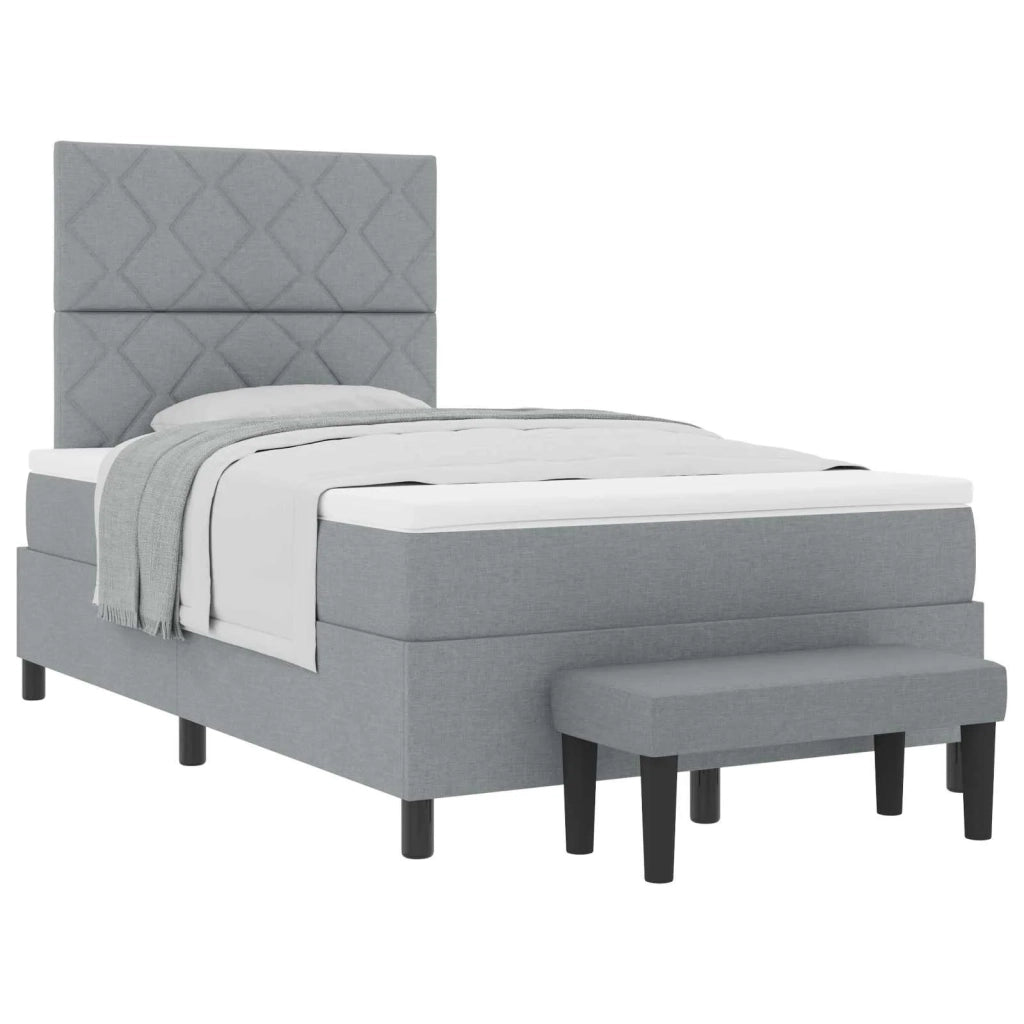 Letto a molle con materasso Grigio chiaro 120 x 200 cm Tessuto