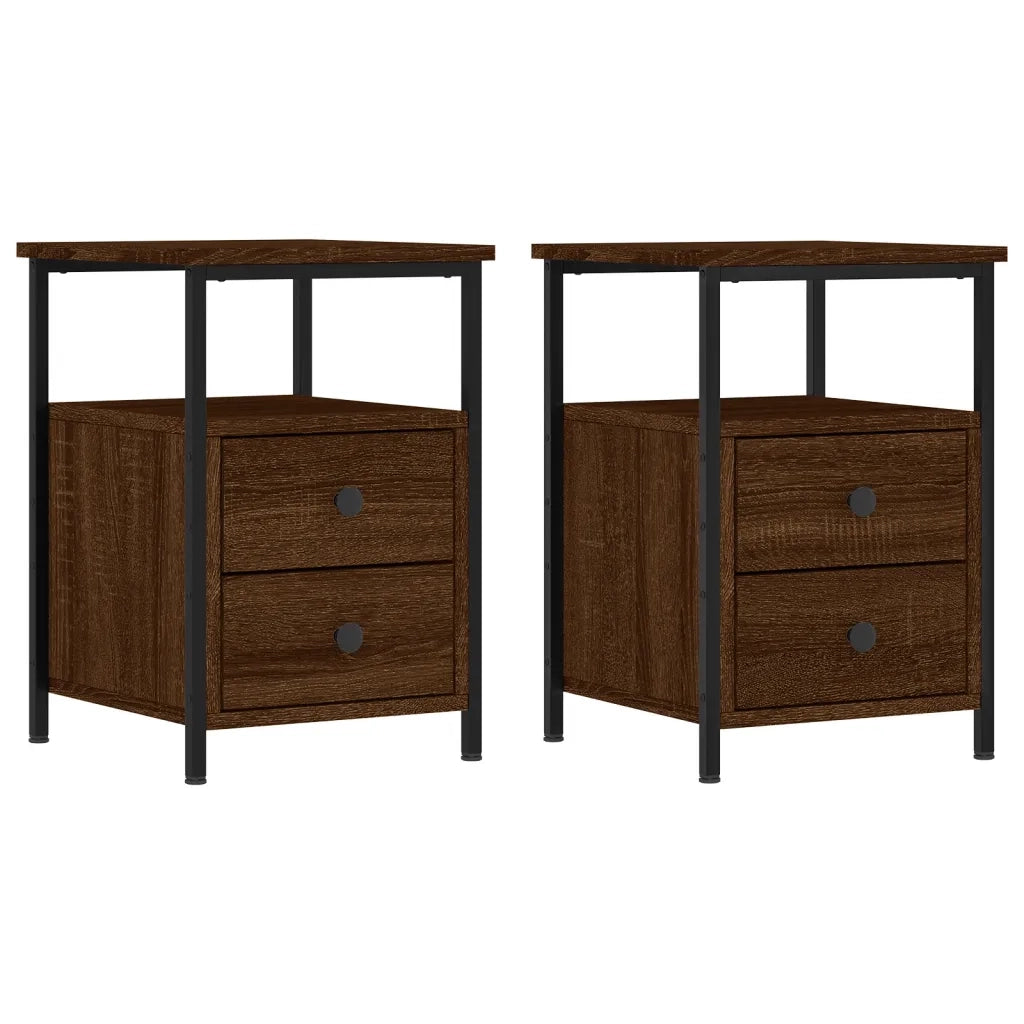 Comodini 2pz Rovere Marrone 34x35,5x50 cm in Legno Multistratocod mxl 126302