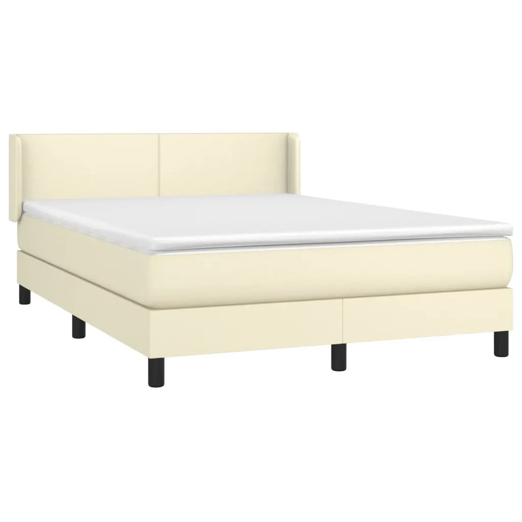 vidaXL Giroletto a Molle con Materasso Crema 140x190 cm in Similpelle