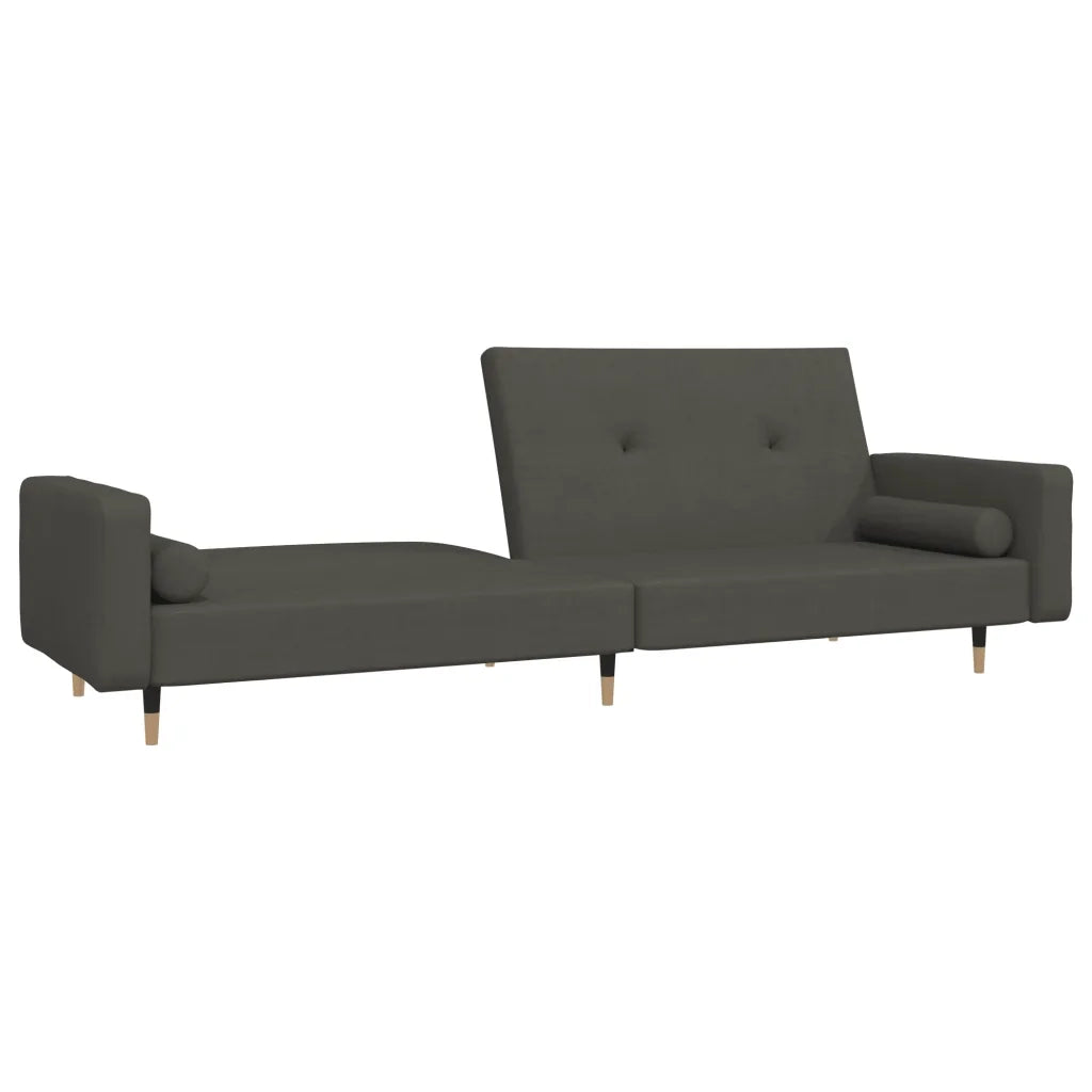 Divano Letto a 2 Posti con 2 Cuscini Grigio Scuro in Velluto 375750
