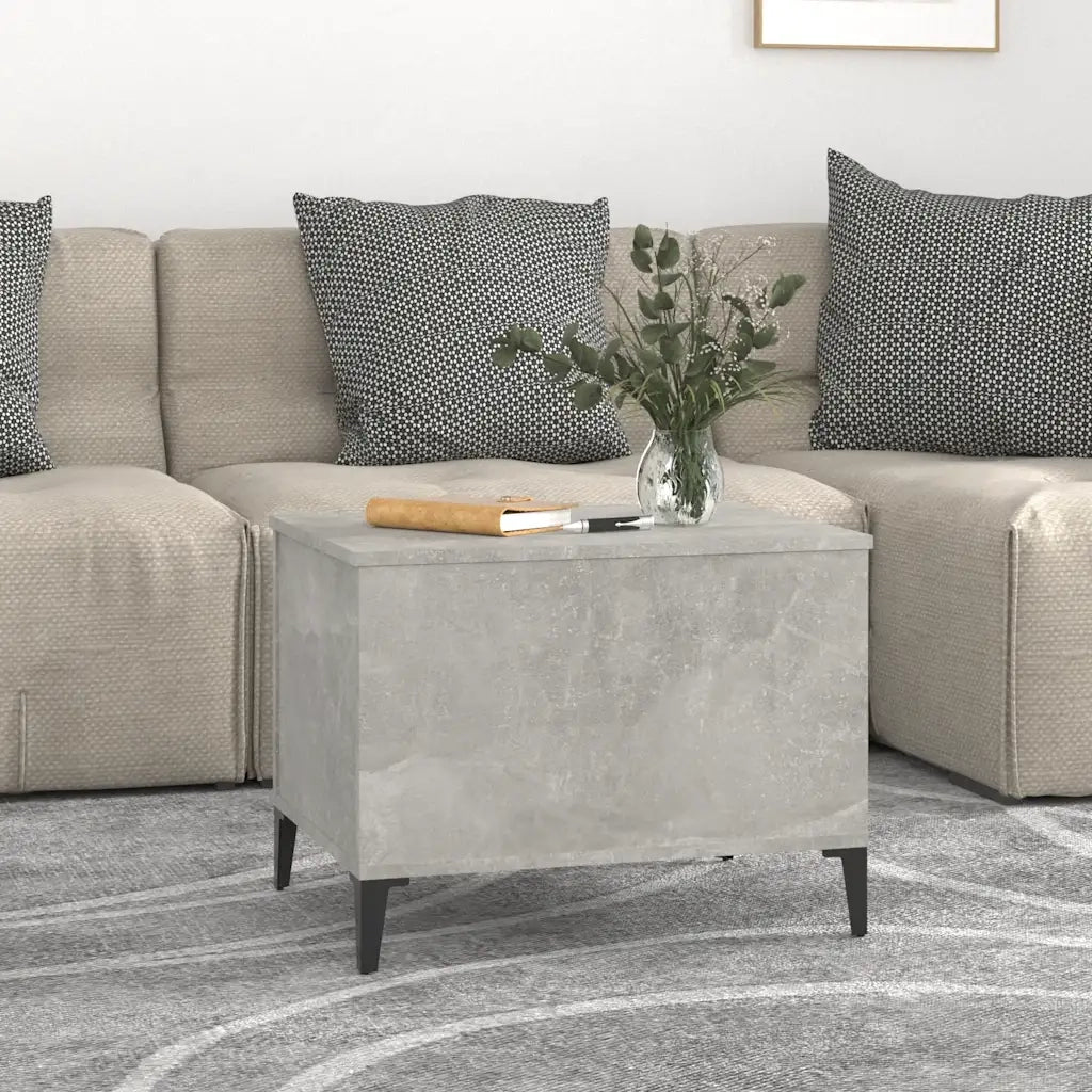 Tavolino Salotto Grigio Cemento 60x44,5x45 cm Legno Multistrato 819576