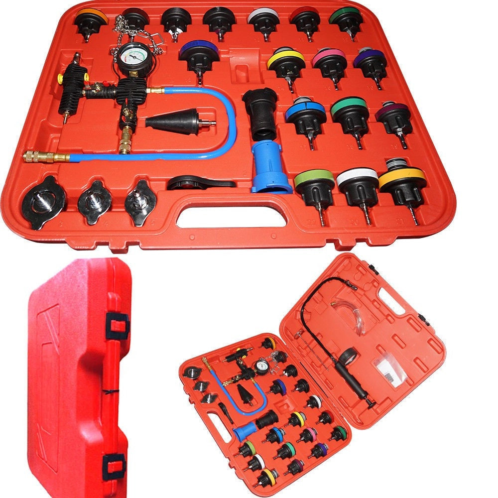 Trade Shop - Kit Tester Di Pressione Spurgo Prova Ricarica Radiatore Test Universale 27 Pezzi -