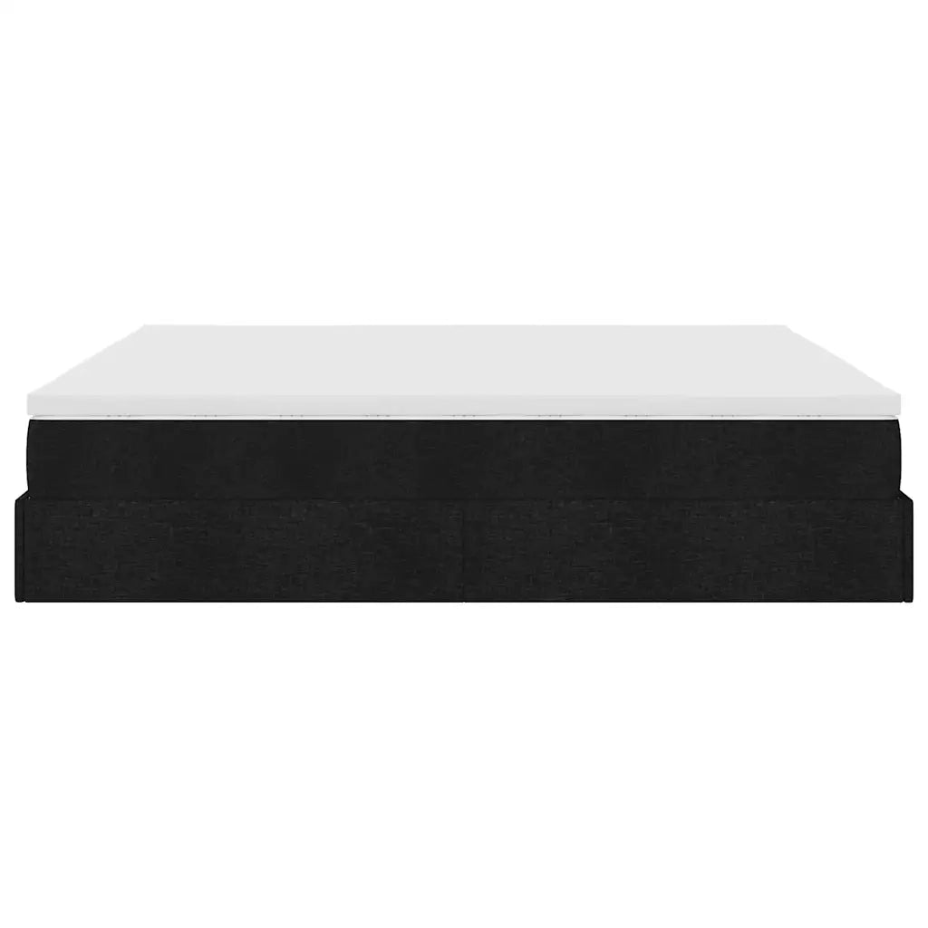 Struttura Letto Pouf con Materasso Nero 160x200 cm in Tessuto