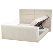 Letto king size UE con contenitore 160 x 200 Tappezzato beige con materasso a molle Bonell