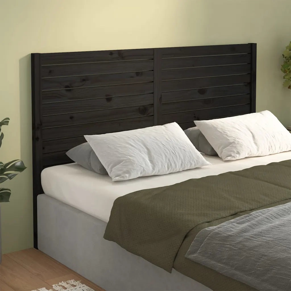 Testiera per Letto Nera 156x4x100 cm in Legno Massello di Pino 819029