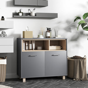 Mobile Bagno con Armadietto e Vani Aperti 80x35x70 cm Grigio