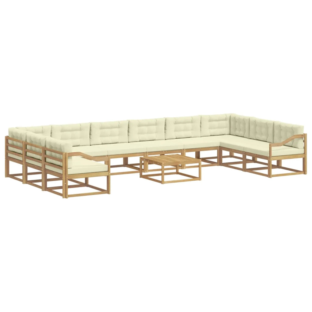 Set di divani da esterno 11 pz Bianco e Crema 3387154