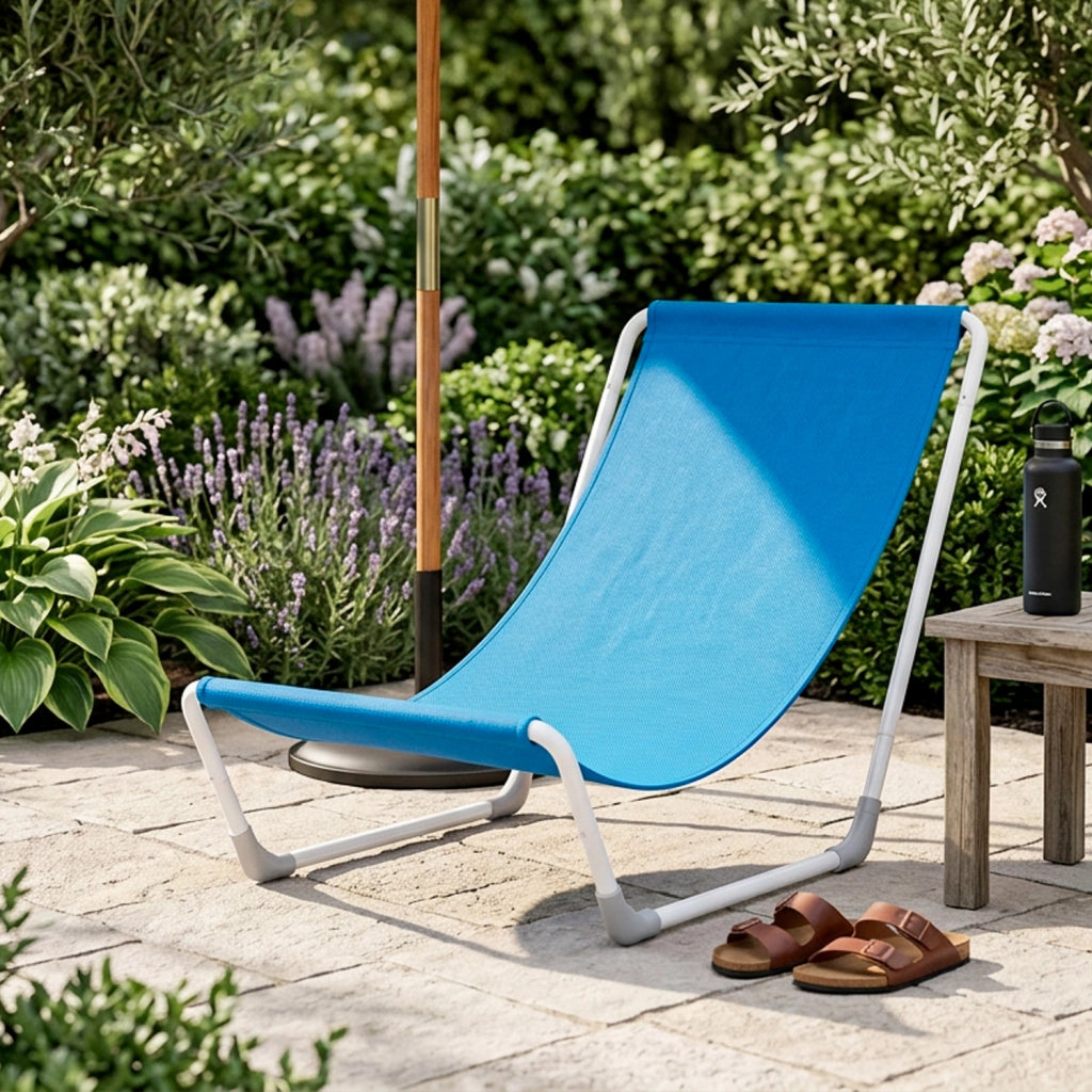 Sedia Sdraio Pieghevole Ergonomica Con Struttura In Acciaio E Tessuto Poliestere Impermeabile Dotata Di Sacca Con Tracolla Per Spiaggia Piscina Campeggio Giardino Relax Outdoor 95 X 60 X 40 Cm Blu