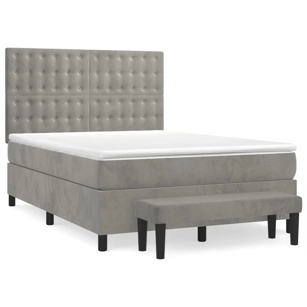 Giroletto a Molle con Materasso Grigio Chiaro 140x200cm Velluto 3138085