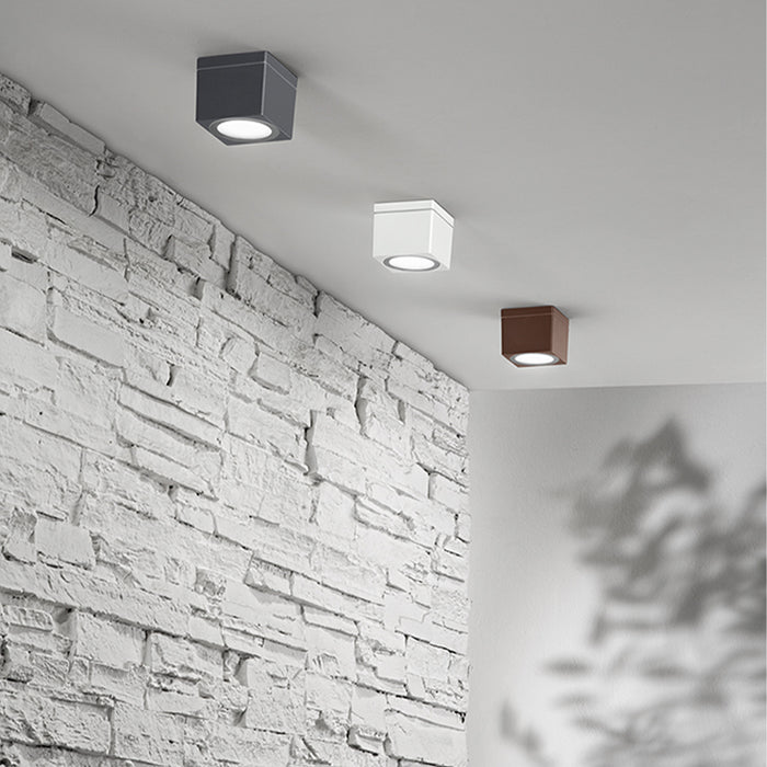 Plafoniera Esterno Minimal Up Alluminio Bianco 1 Luce Gx53 Ip65