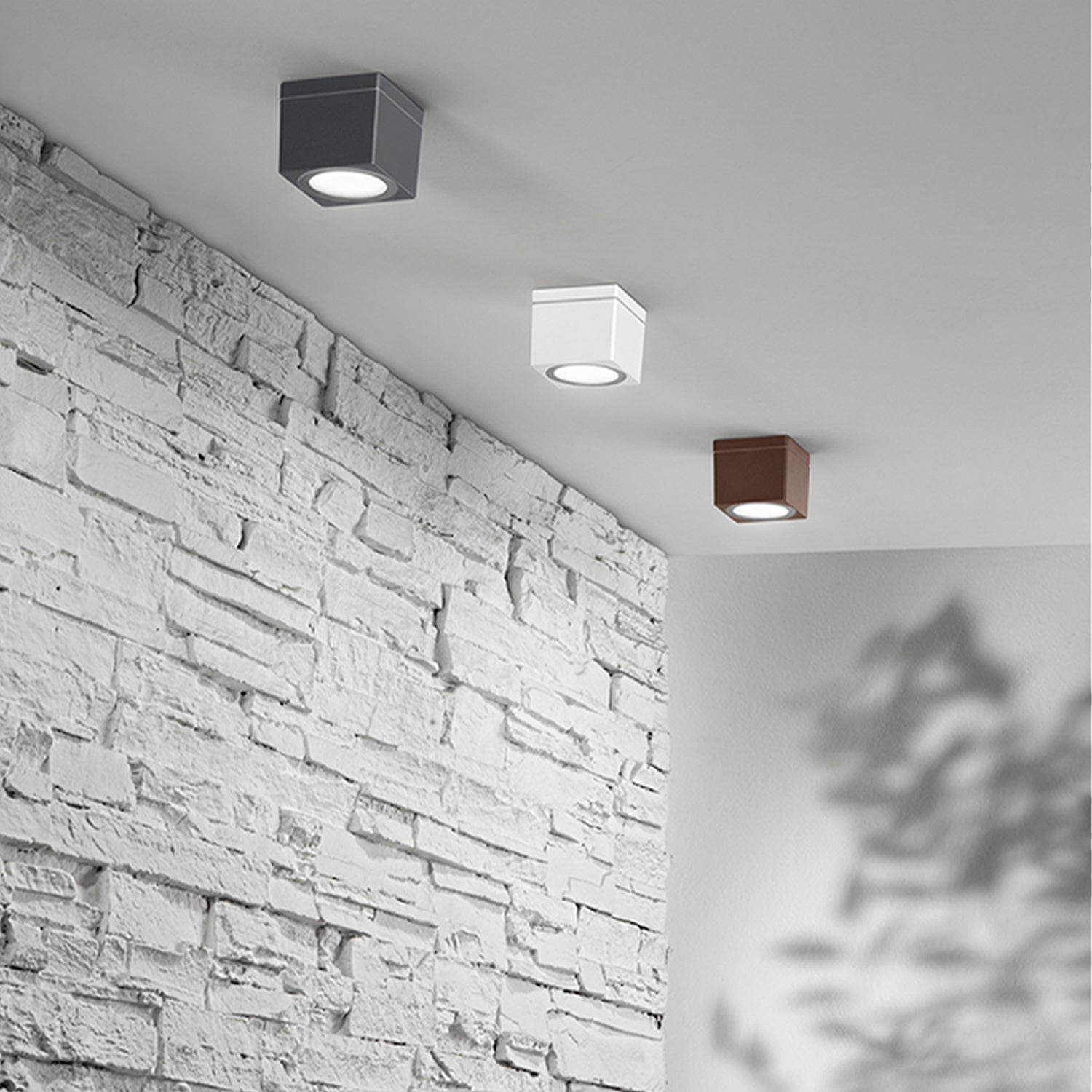Plafoniera Esterno Minimal Up Alluminio Corten 1 Luce Gx53 Ip65