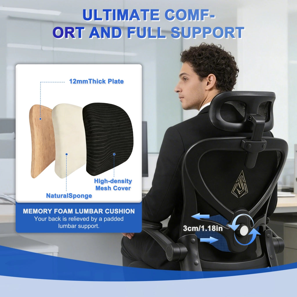 Sedia da ufficio con schienale in rete e rivestimento in similpelle ¨C Zephmum ¨C Nero