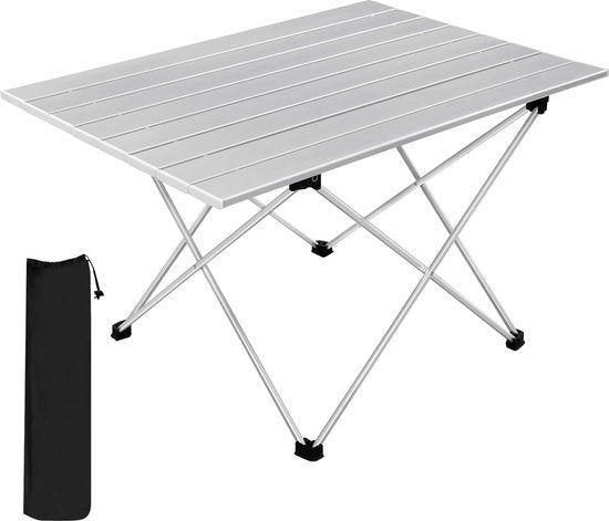 Tavolo da campeggio in alluminio tavolo pieghevole trasportabile e spazievole per picnic giardino 68 x 46 x 40 cm tavolo da picnic in metallo zilver