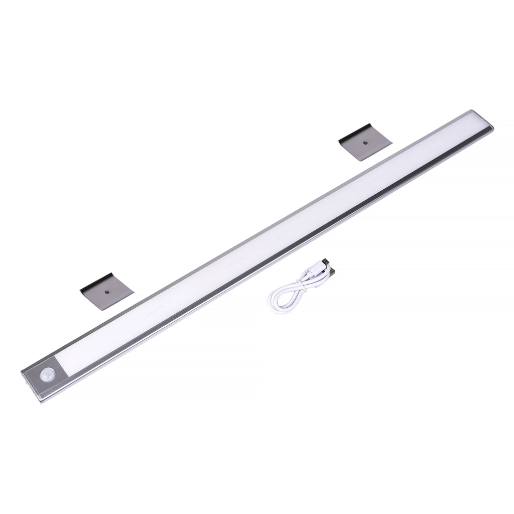 LAMPADA LED RICARICABILE 3W CON SENSORE DI MOVIMENTO LUCE FREDDA 6500K° - BARRA LUMINOSA IN ALLUMINIO INSTALLAZIONE MAGNETICA PERFETTA PER ARMADI CUCINA E CORRIDOI