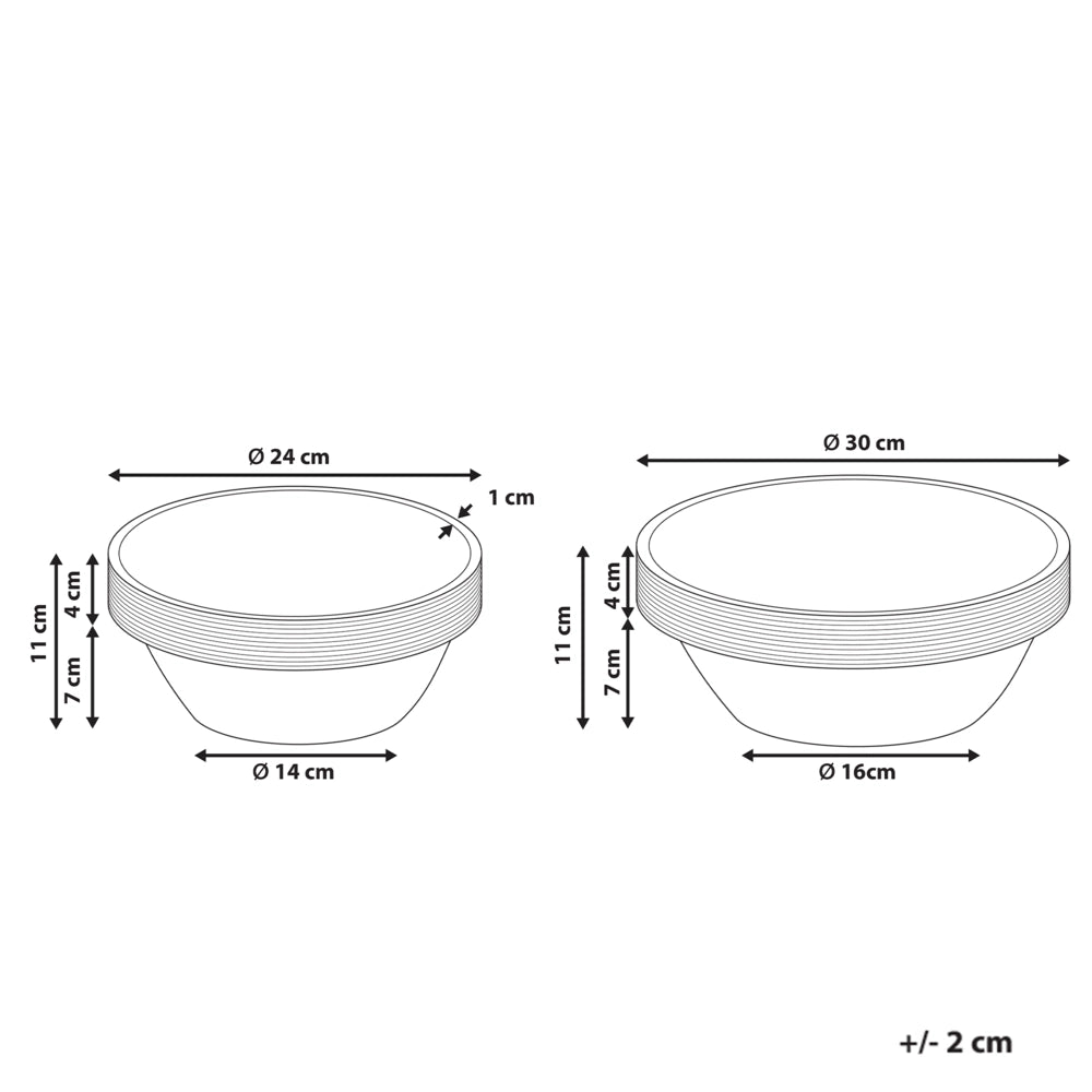 Set di 2 ciotole per frutta in legno di mango fatte a mano in stile moderno marrone chiaro
