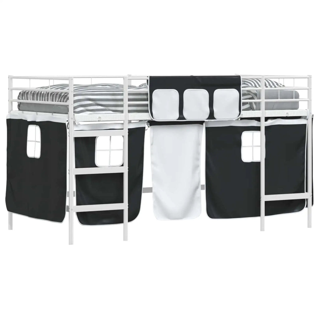Struttura del Letto Loft per Bambini con Tendine Bianco e Nero 42020813
