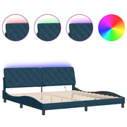 Letto matrimoniale | Letto per adulti | Giroletto con LED senza Materasso Blu 200x200 cm in Velluto