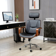 Sedia da ufficio ergonomica con schienale alto e poggiatesta removibile in similpelle nera 66 × 65 × 115-125 cm