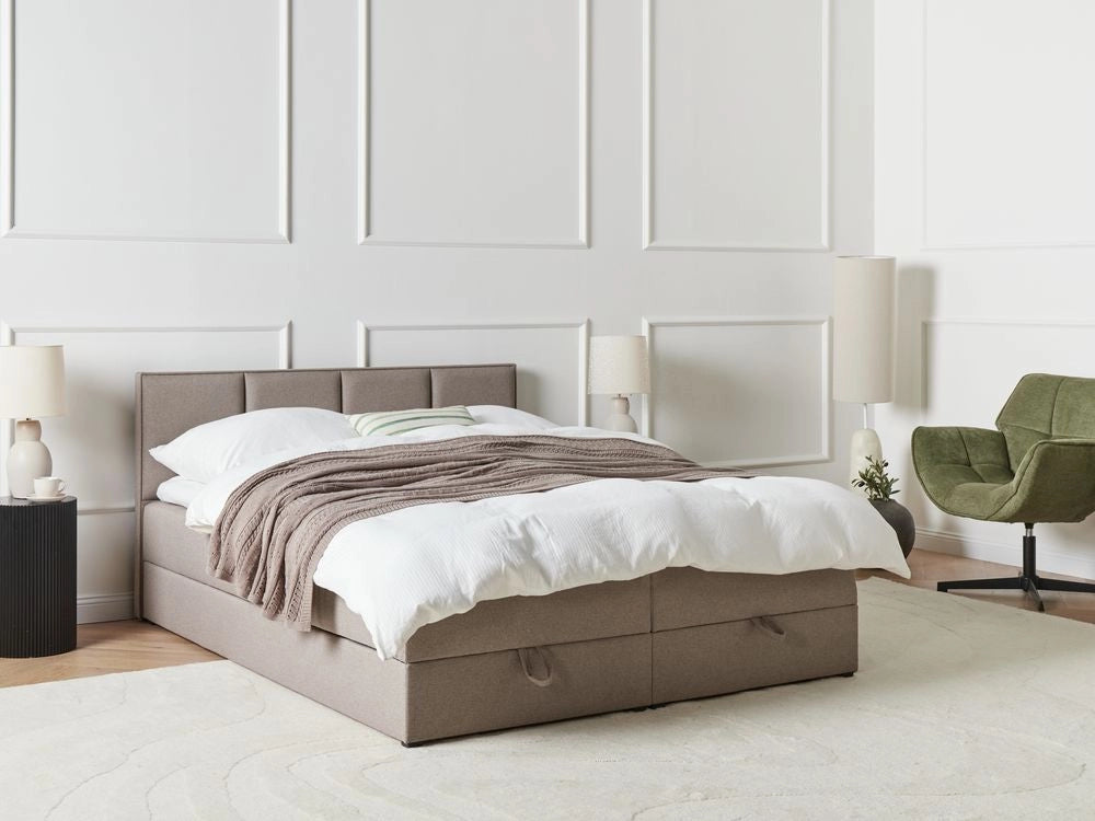Letto matrimoniale Imbottito Tessuto tortora 180 x 200 cm Con Testiera Trapuntata