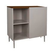 Credenza in metallo e decorazione in legno 1 anta, 80cm, grigio
