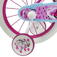 SCH HEART 16", bicicletta per bambini, adatta tra i 5 e i 7 anni, per altezza tra 105 e 135 cm, con cestino, campanello 