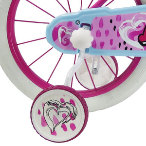 SCH HEART 16", bicicletta per bambini, adatta tra i 5 e i 7 anni, per altezza tra 105 e 135 cm, con cestino, campanello 