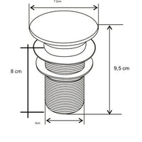 Piletta click clack a pressione dorata senza troppo pieno