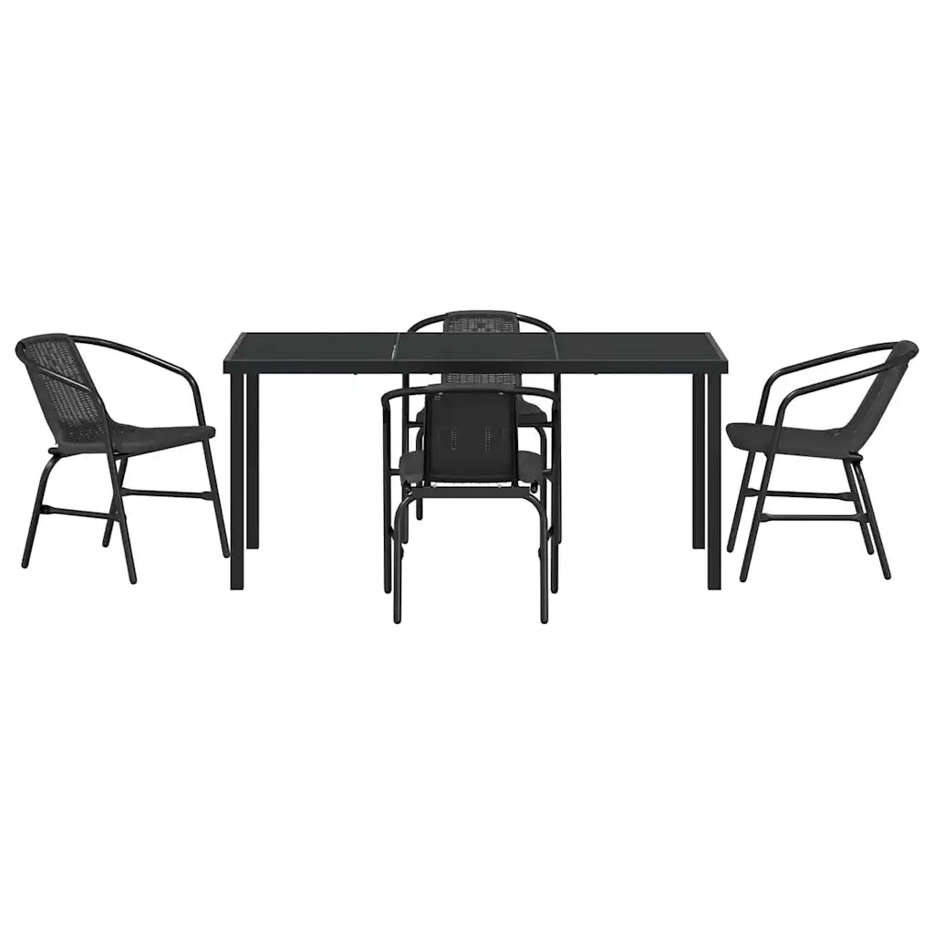 Set da Pranzo per Giardino 5 pcs Nero 3379383
