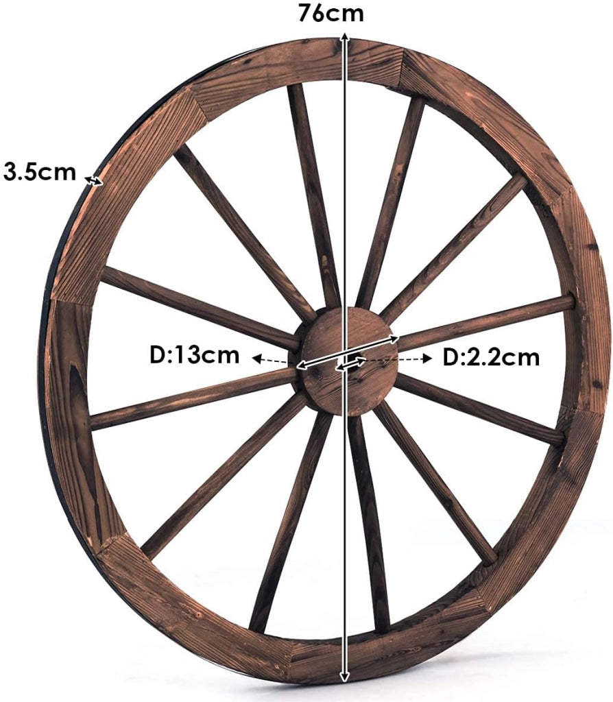 2 Ruote in Legno di Abete, Decorazioni a Forma di Ruota da Parete, Ideale per Bar, Ristorante, Soggiorno, 76 x 76 x 3,5 cm