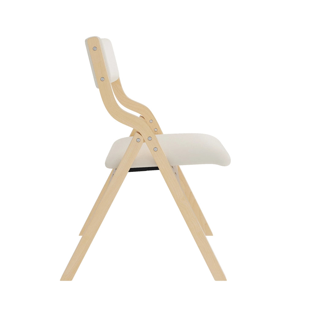 Set di 2 sedie pieghevoli imbottite in legno e lino beige