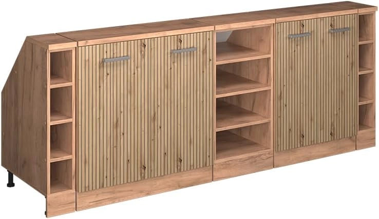 Set di mobili sottotetto Rion, Rovere artigianale, 210 cm Set di 5 carcasse armadio profondità 60 cm, adatto per il salvaspazio sotto tetti spioventi