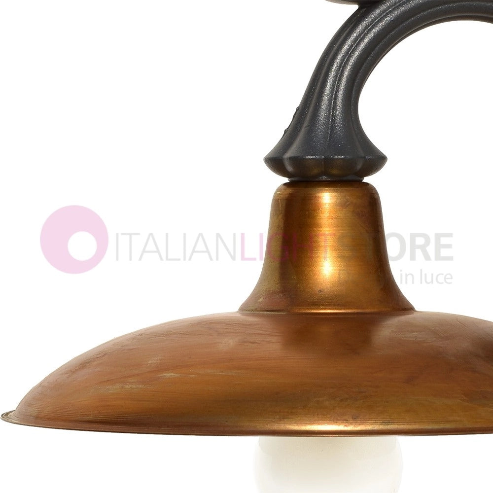 NIKE ANTRACITE Lampada a Parete da Esterno con piatto in ottone anticato