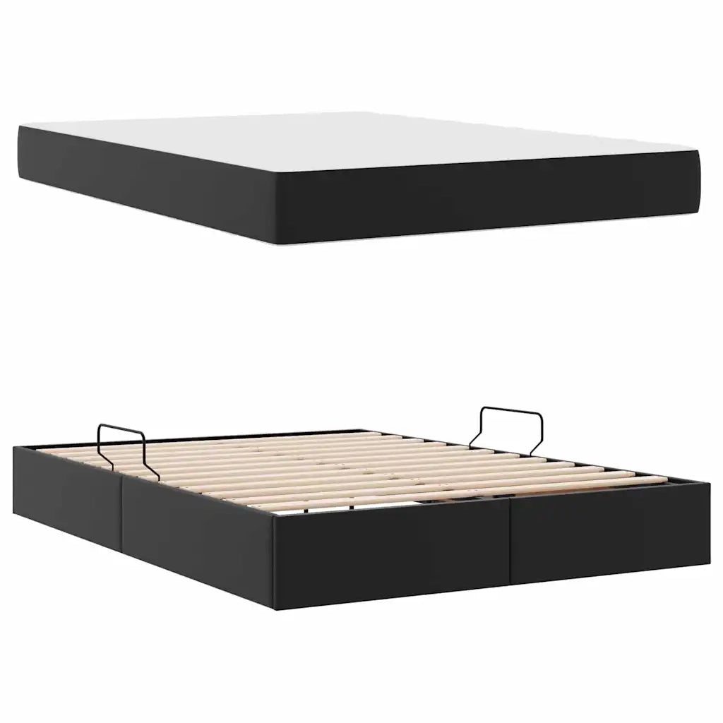 Letto con contenitore e materasso 2 pcs Nero Pelle 3399612