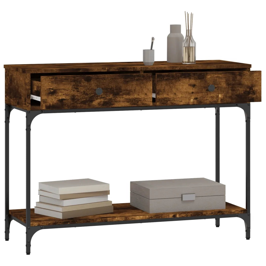 Tavolino Consolle | Tavolo d'Ingresso Rovere Fumo 100x34,5x75cm Legno Multistrato