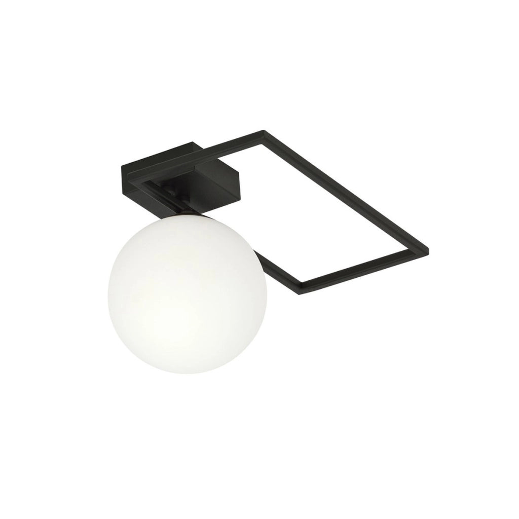 Lampada a soffitto Imago in metallo nero e vetro opalino