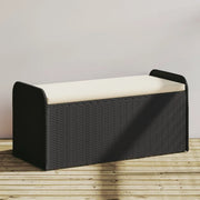 Cassapanca con Cuscino-Baule-Panca con ContenitoreNera 115x51x52 cm in Polyrattan