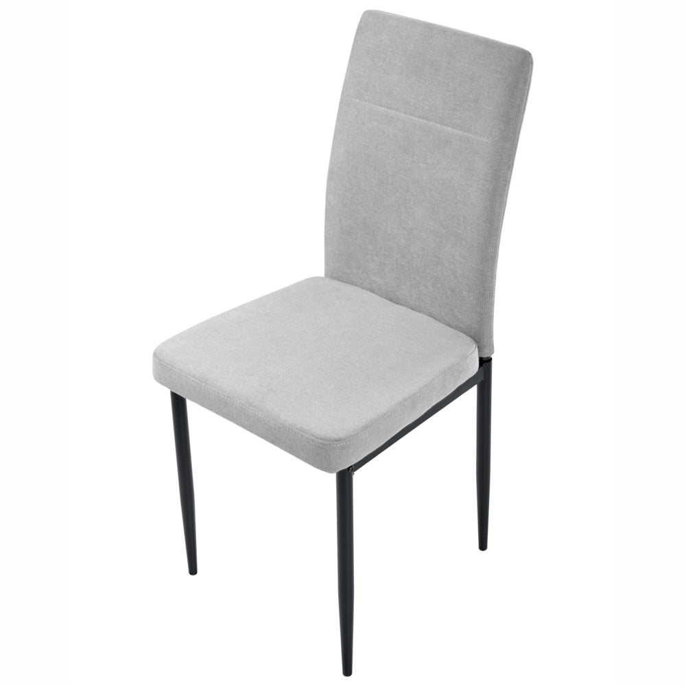 Set di 4 sedie da pranzo in tessuto, rivestimento grigio gambe in ferro nero senza braccioli per sala da pranzo