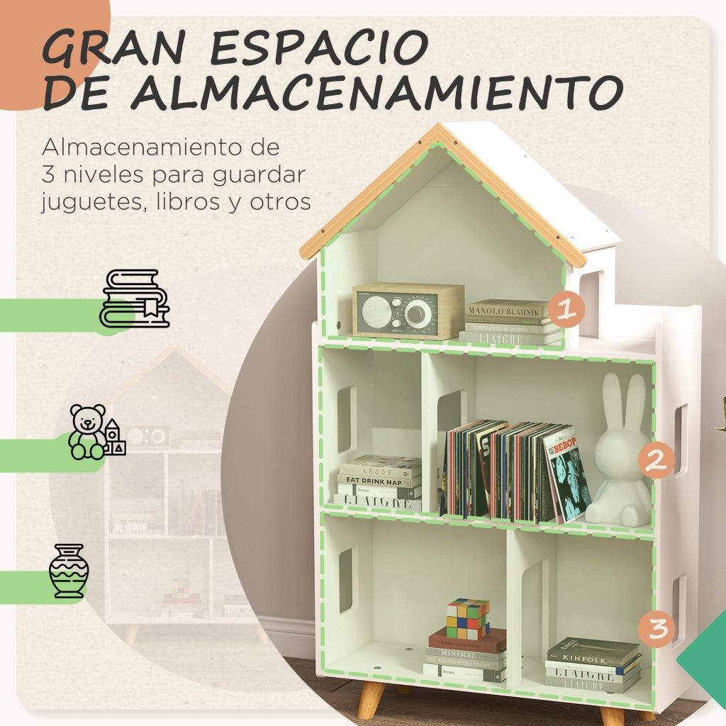 Scaffale per giocattoli bambini ¨C zephmum ¨C 65x25x108,5 cm bianco