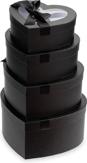 Quadri di regalo in legno nero con coperchi trasparenti - 4 pezzi - vasi di fiori a forma di cuore - vasi di fiori a forma di nido - composizioni di fiori - scatola di regalo per matrimonio - San Valentino - compleanno