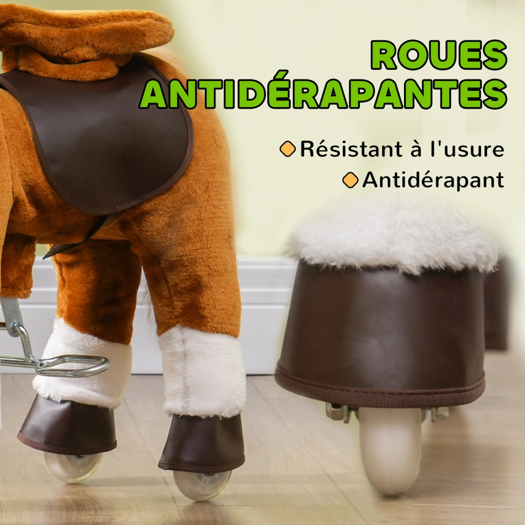 Cavallo a Dondolo con Ruote per Bambini ¨C zephmum ¨C Marrone 70x28x70 cm