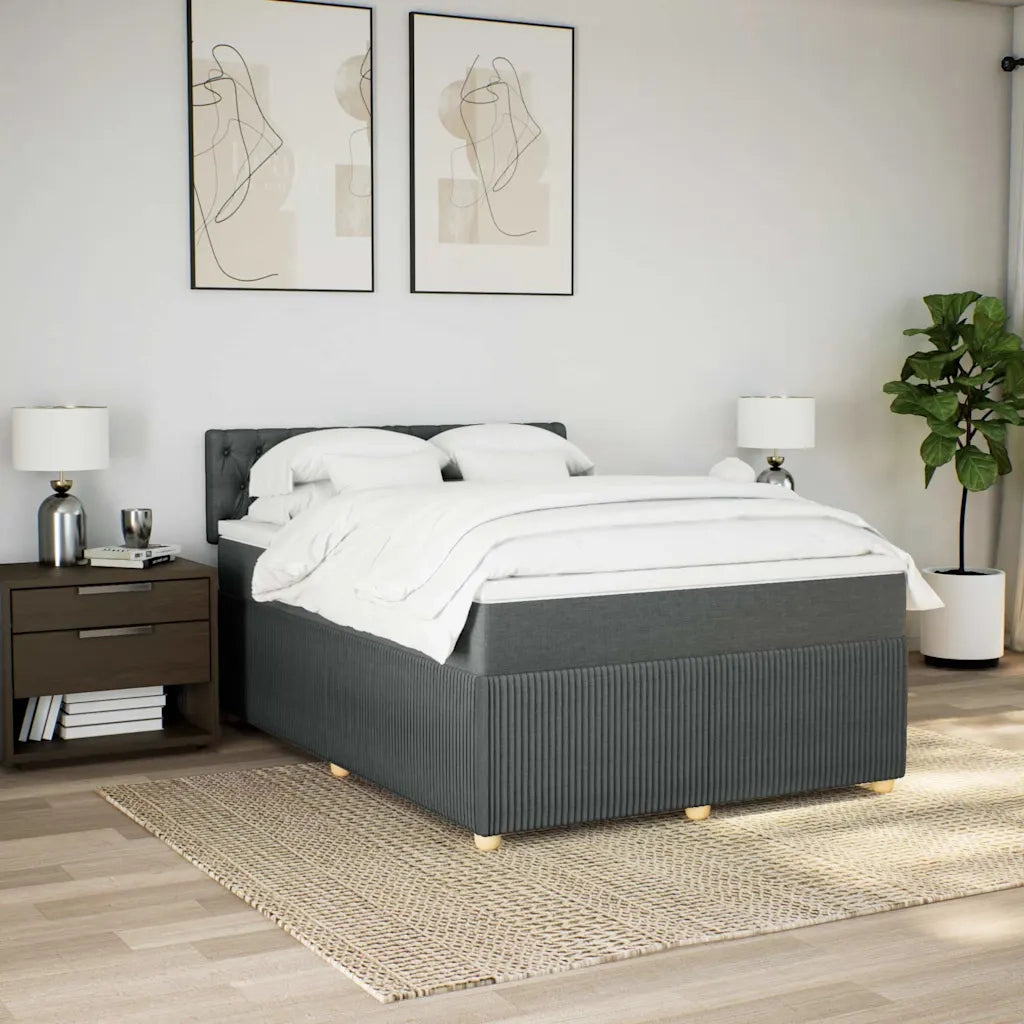 Giroletto a Molle con Materasso Grigio Scuro 140x200cm Tessuto