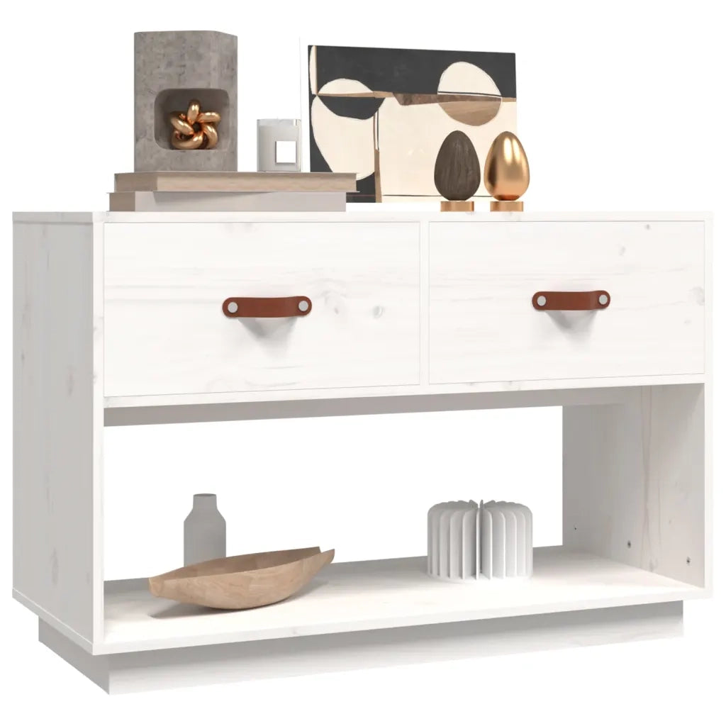 Mobile Porta TV Bianco 90x40x60 cm in Legno Massello di Pino 821523